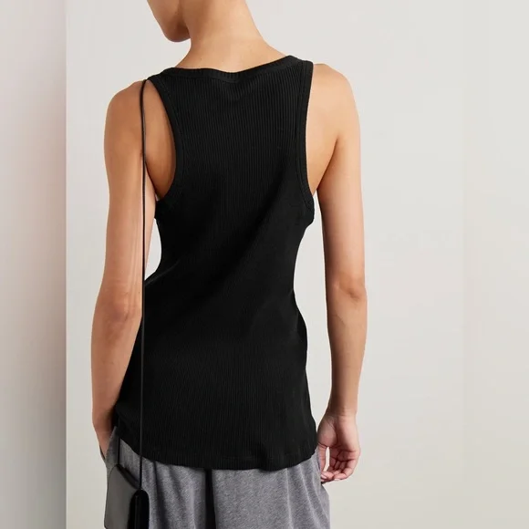THE ROW Misty ribbed cotton-jersey tank black size XL - Picture 4 of 7